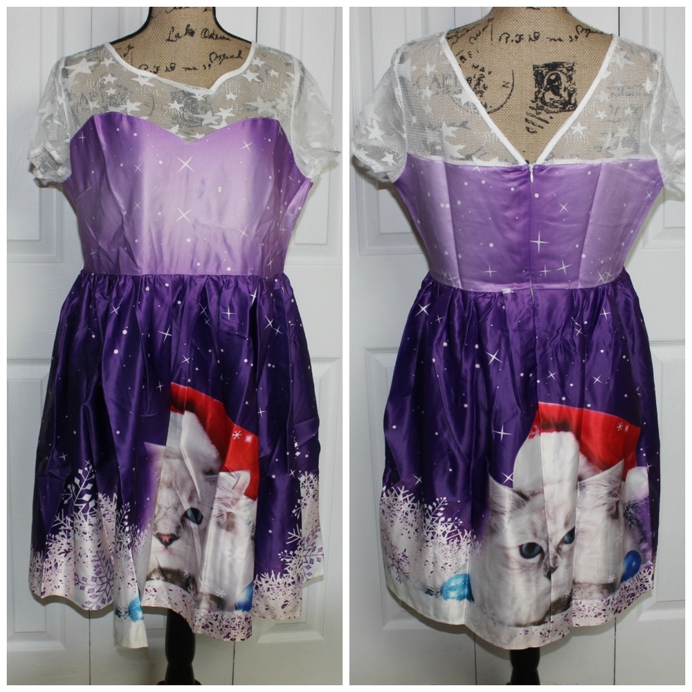 Holiday cat dress